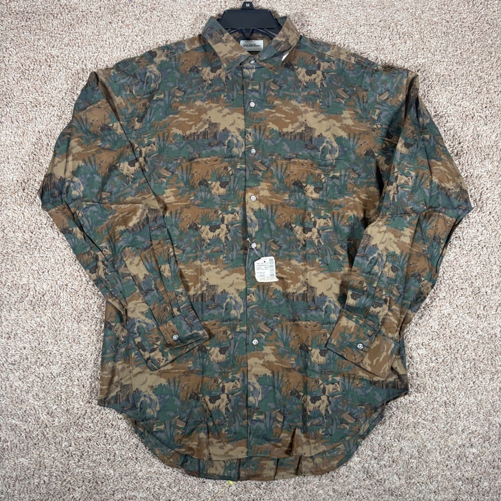 Saks Fifth Avenue Mens Hunting Dog Castle Print Button Down Shirt Large NWT